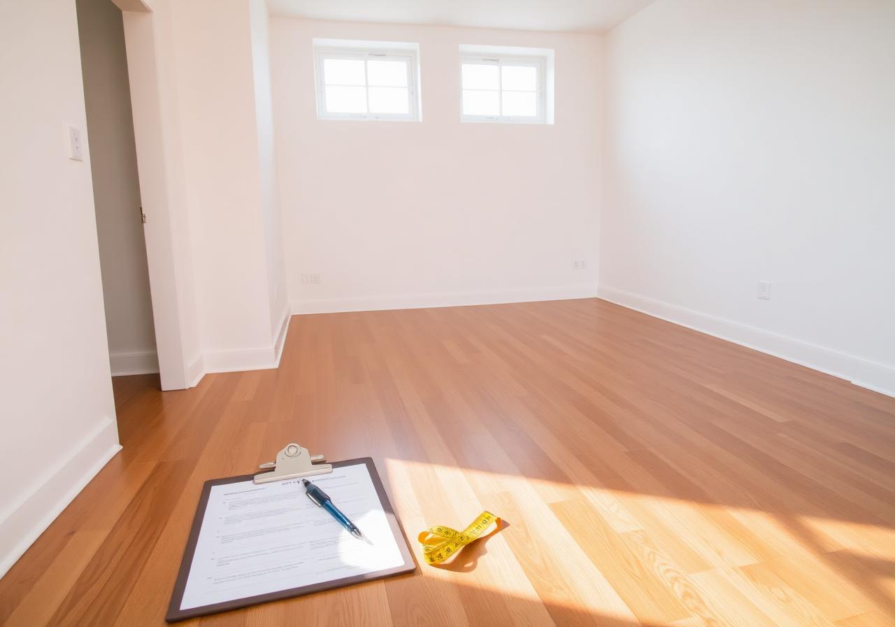 Expert die een plaatsbeschrijving opmaakt in een leegstaande woning